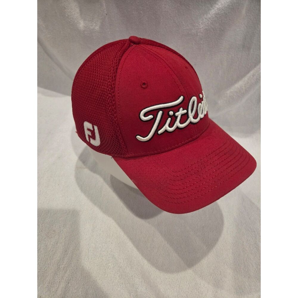 Titleist Tour Performance Golf Hat Cap Red White Pro V1 Embroidered Fitted L/XL